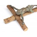 vechi crucifix colonial spaniol. vlastari de salcie & bronz. cca 1900 Argentina